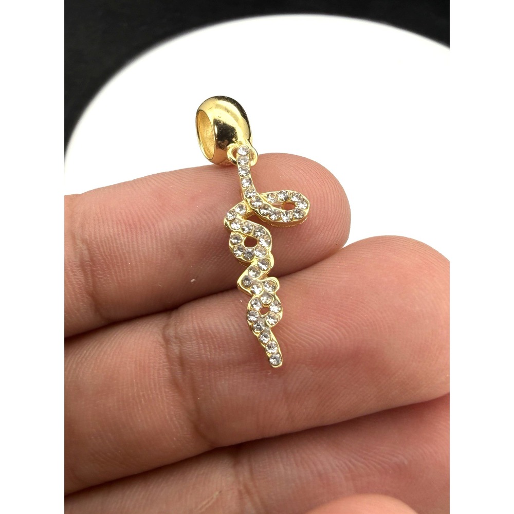 Vintage Gold Plate Over 925 Sterling Silver Love CZ Slide Charm Pendant